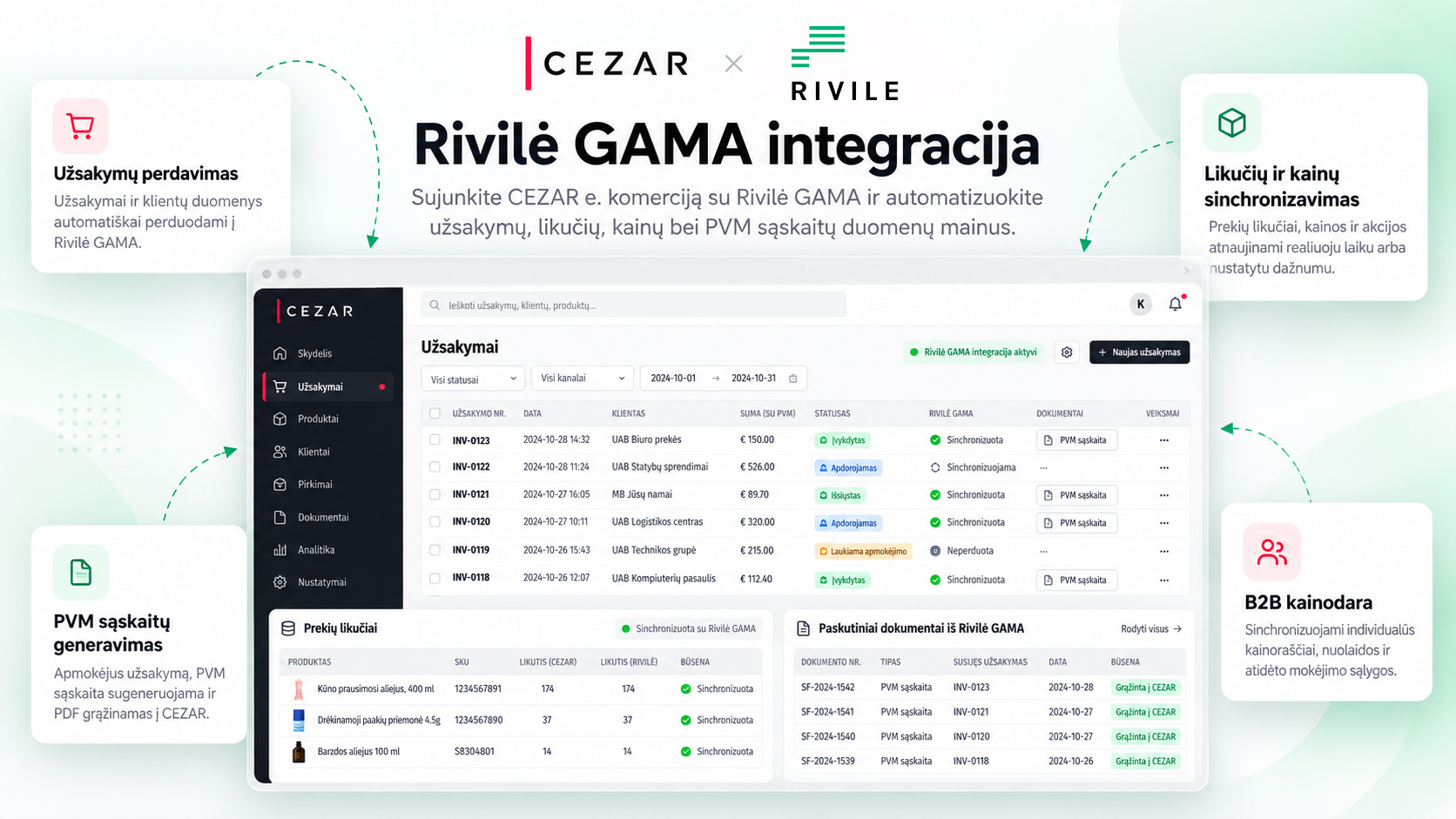 Integracija su Rivilė GAMA programa: buhalterine apskaitos programa, verslo valdymo sistema (ERP)