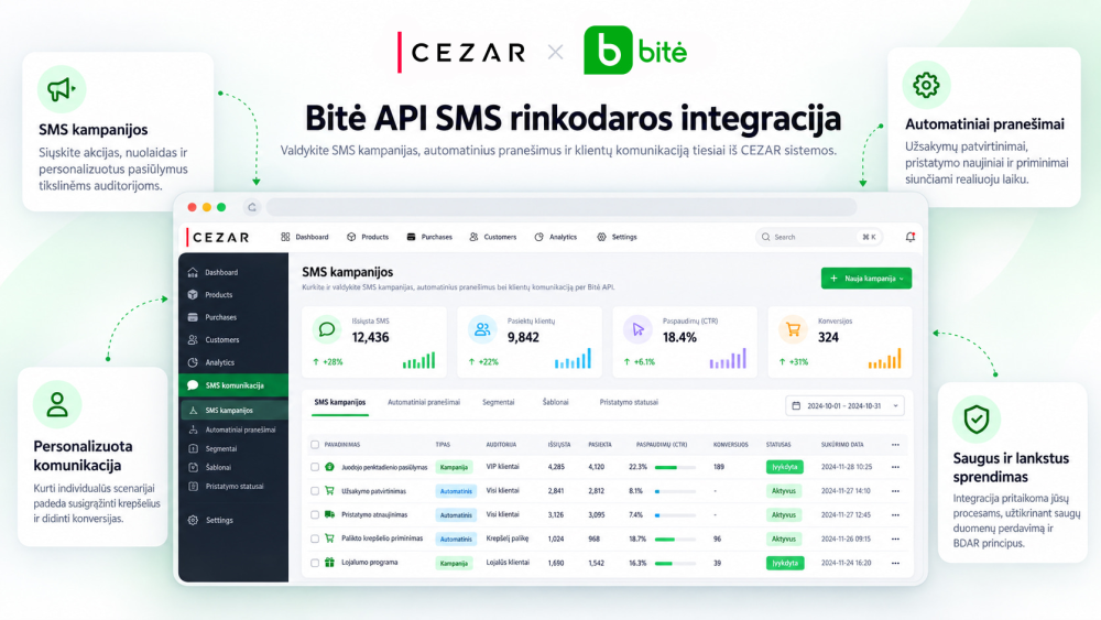 Integracija su Bitė API SMS rinkodaros ir marketingo sistema