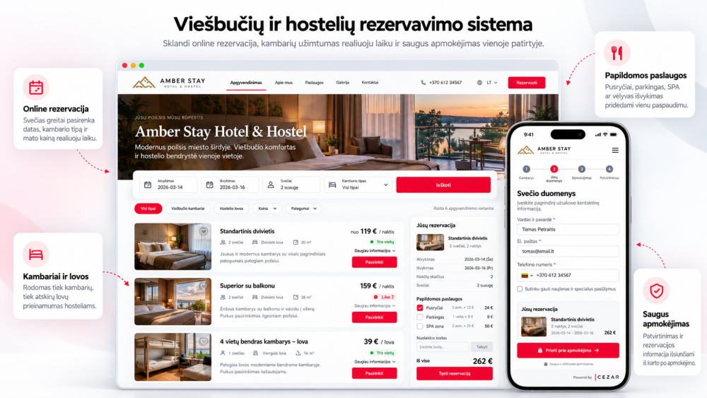 Rezervavimo sistema viešbučiams ir hosteliams