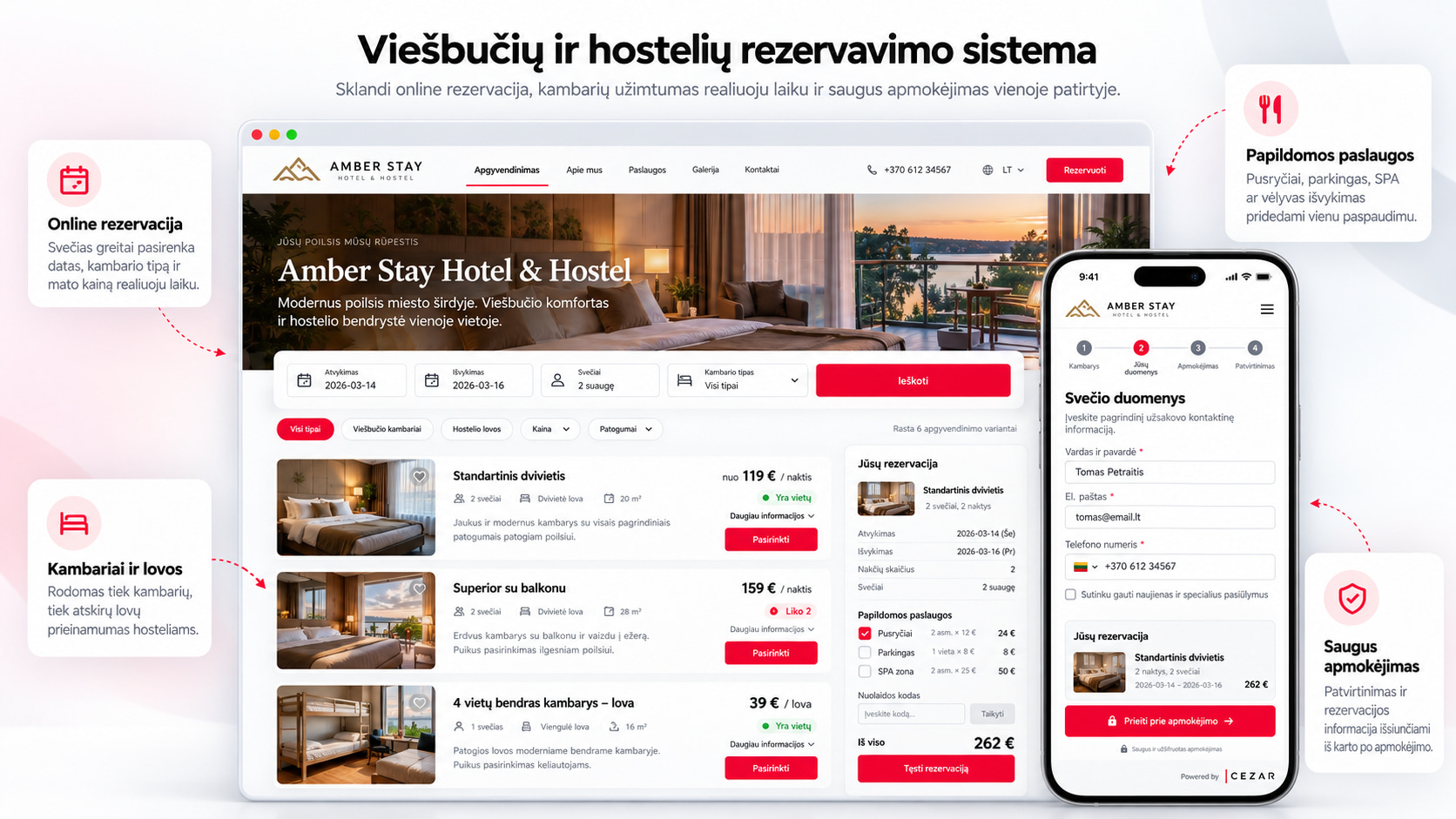 Rezervavimo sistema viešbučiams ir hosteliams