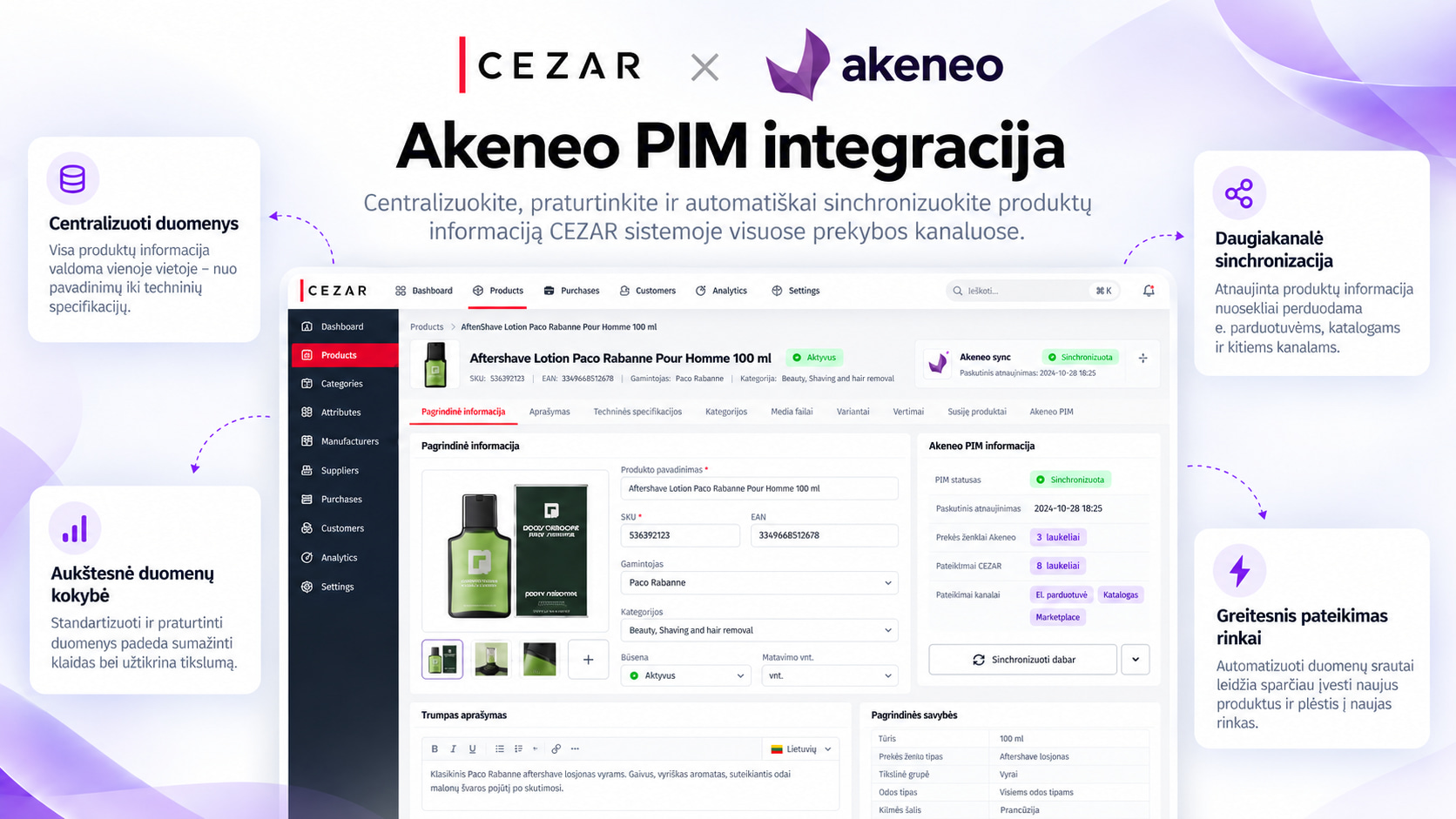 Integracija su Akeneo PIM centrine produktų informacijos valdymo platforma