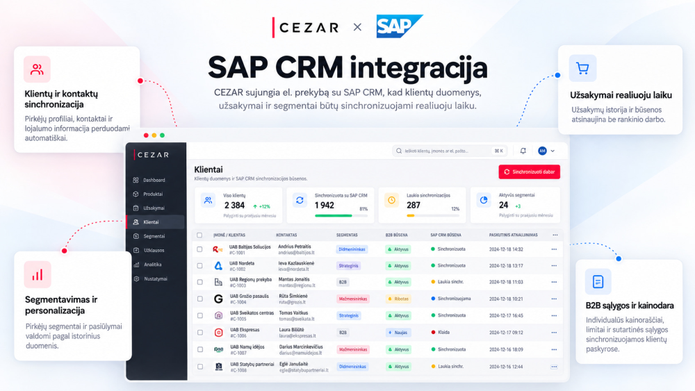 Integracija su SAP CRM Lietuva sistema: klientų valdymo sistema (CRM)