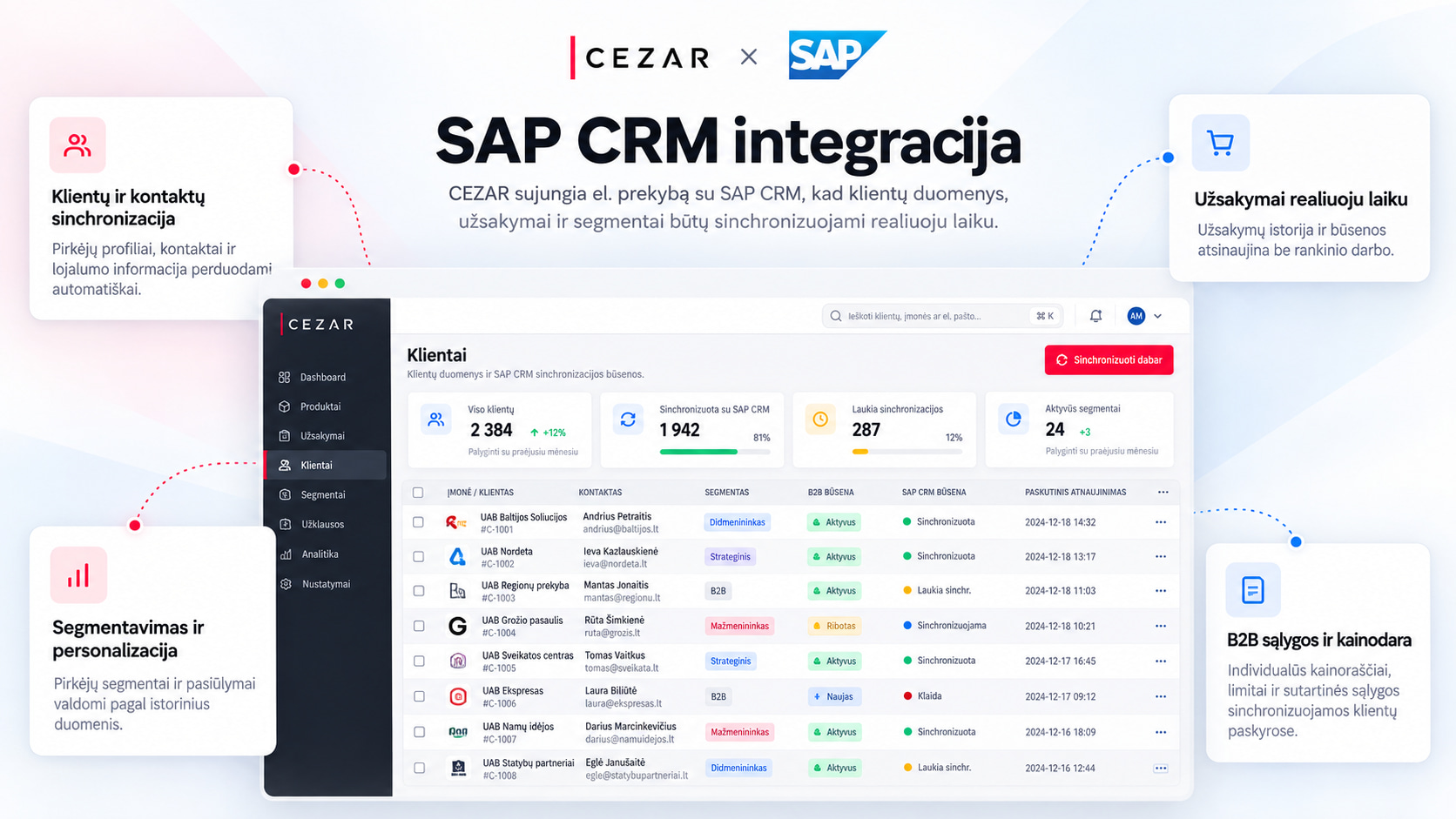 Integracija su SAP CRM Lietuva sistema: klientų valdymo sistema (CRM)