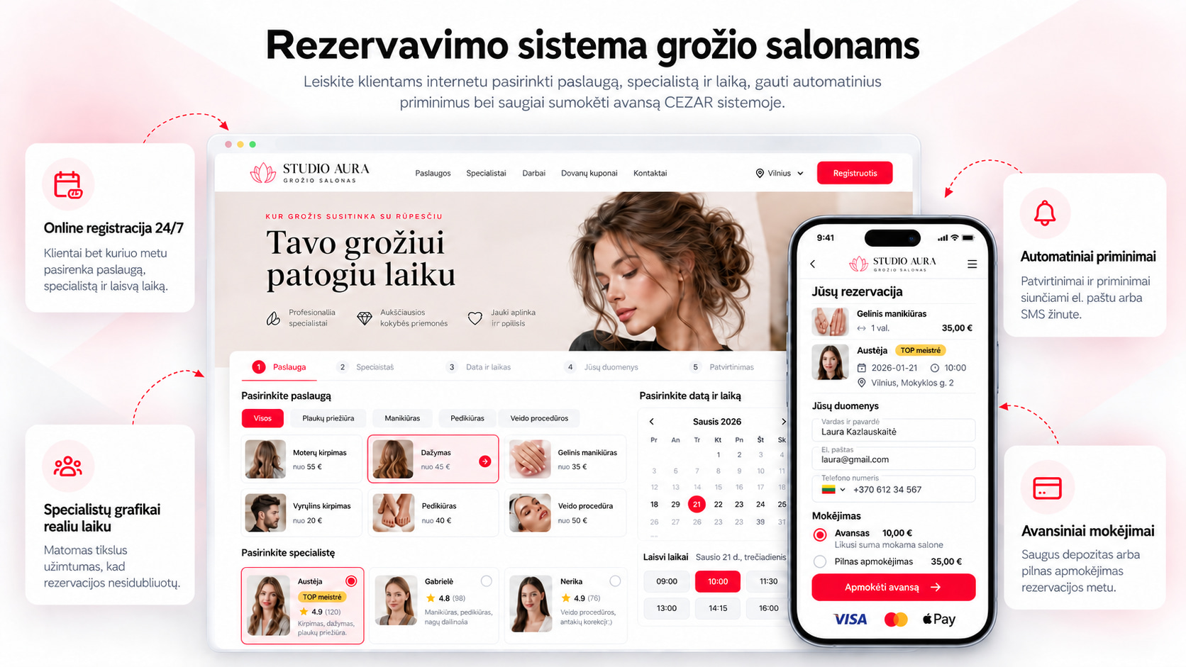 Rezervavimo sistema grožio, kirpyklų ir nagų salonams