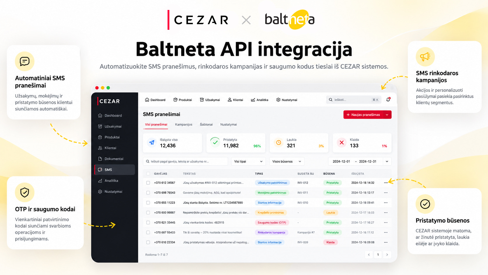 Integracija su Baltneta API SMS rinkodaros ir marketingo sistema