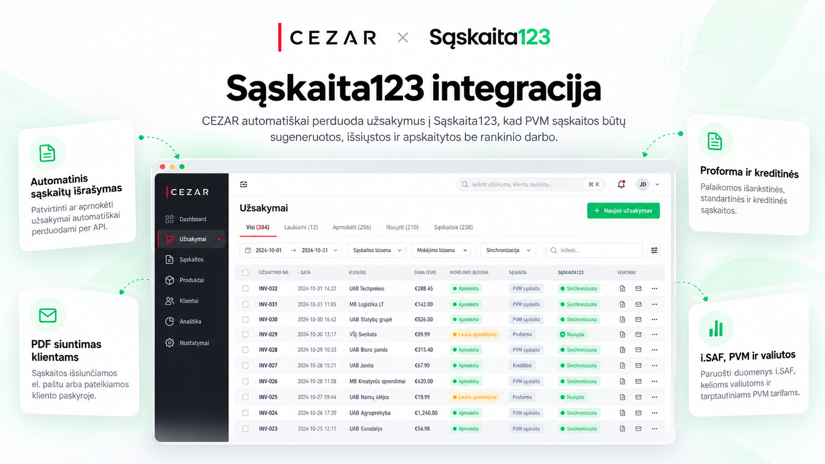 Integracija su Sąskaita123 / Invoice123 sąskaitų išrašymo ir valdymo sistema